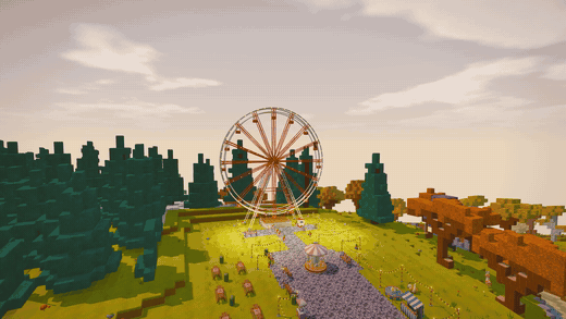 The fairground wheel at sunset