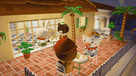 Three friends having a drink on a café terrace
