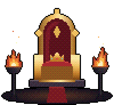 The King's throne, a crown on its cushion