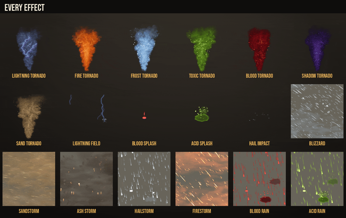Storm & Tornado Effects: every effect
