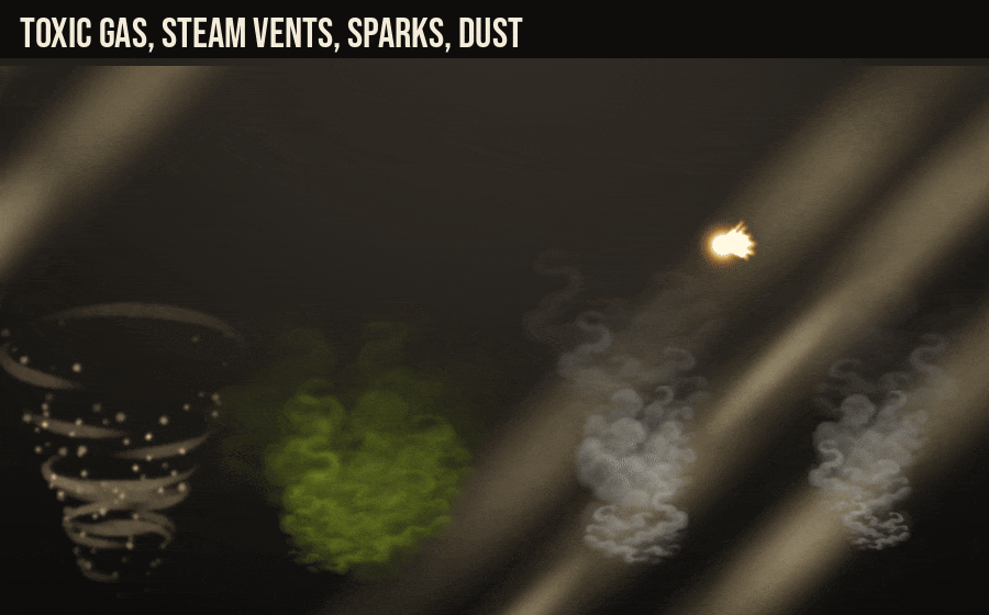 Free Ambient Effects: toxic gas, steam vents, sparks and a dust devil together