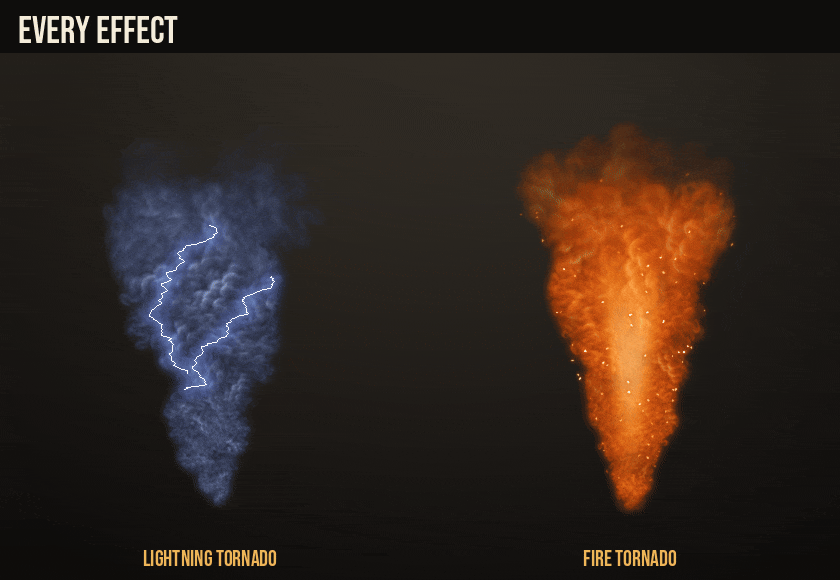 Free Tornado Effects: the lightning tornado and the fire tornado