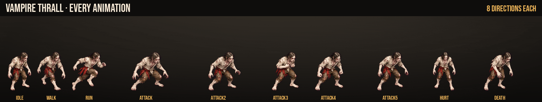 Vampire Thrall: every animation