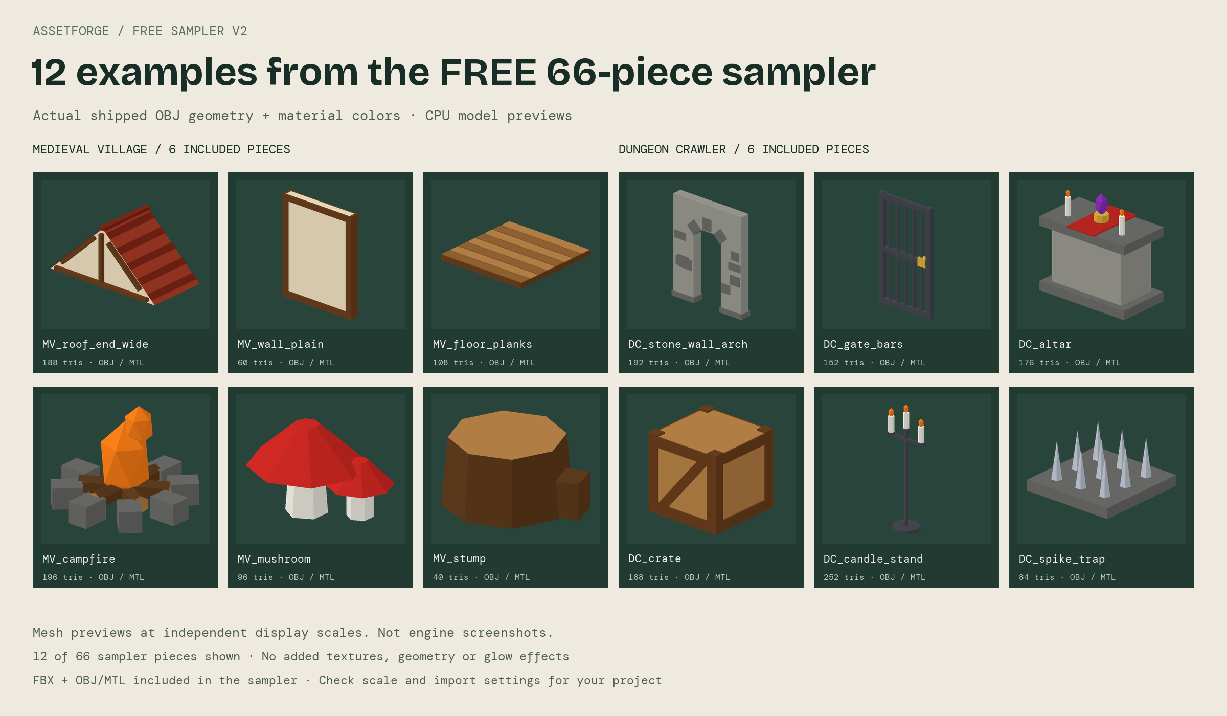 [Free assets] Sampler v2: 66 low-poly pieces in FBX + OBJ/MTL - Release ...