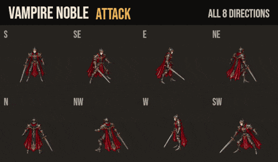 Vampires: attacks in all 8 directions
