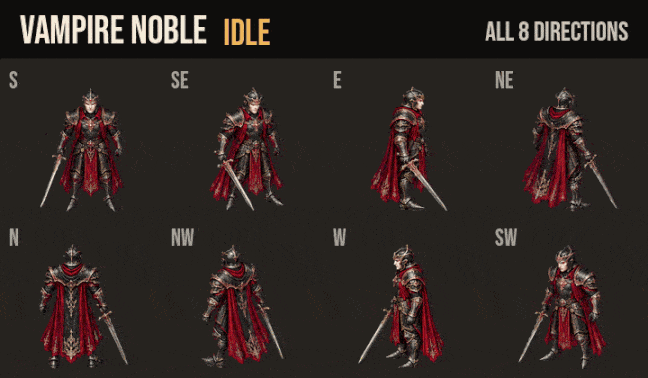 Vampires: walk and run in all 8 directions
