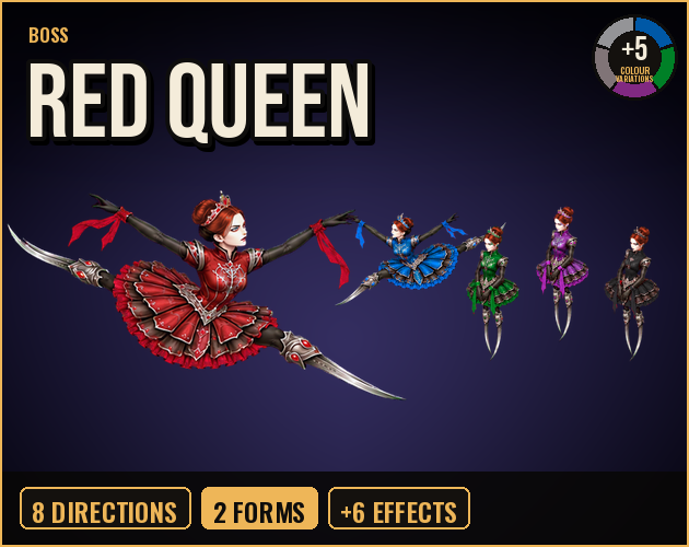 Red Queen Boss cover: its characters in action