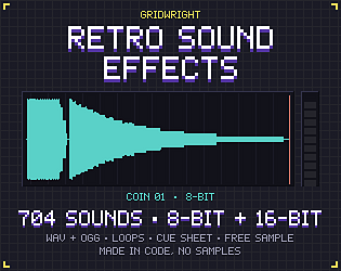 Gridwright Retro Sound Effects: 700+ 8-bit & 16-bit Game SFX (WAV + OGG)