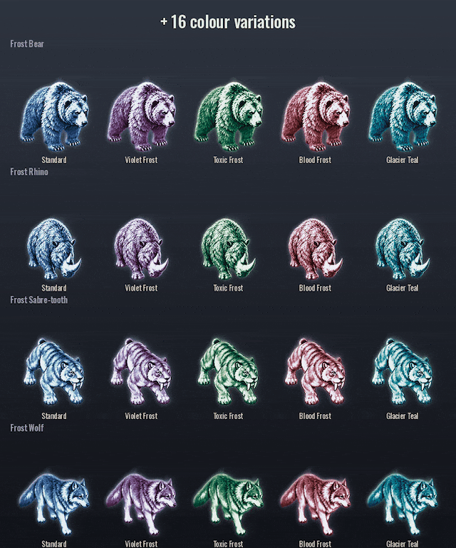 Every colour variation side by side