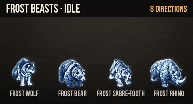 Frost Beasts: every animation, large