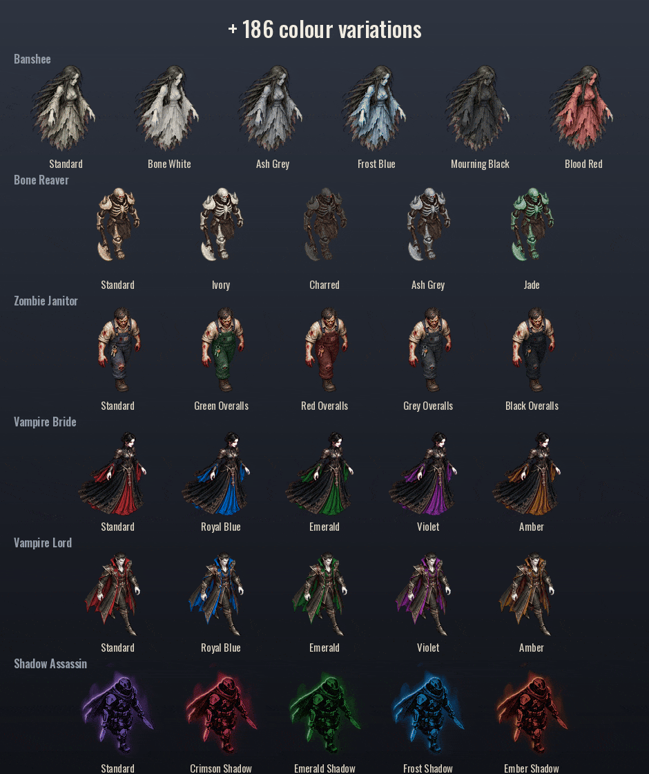 Every colour variation side by side