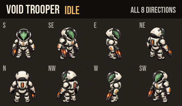 Space Crew: walk and run in all 8 directions