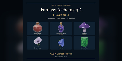 Devlog - Fantasy Alchemy 3D - 54 Inventory Props by Norphy