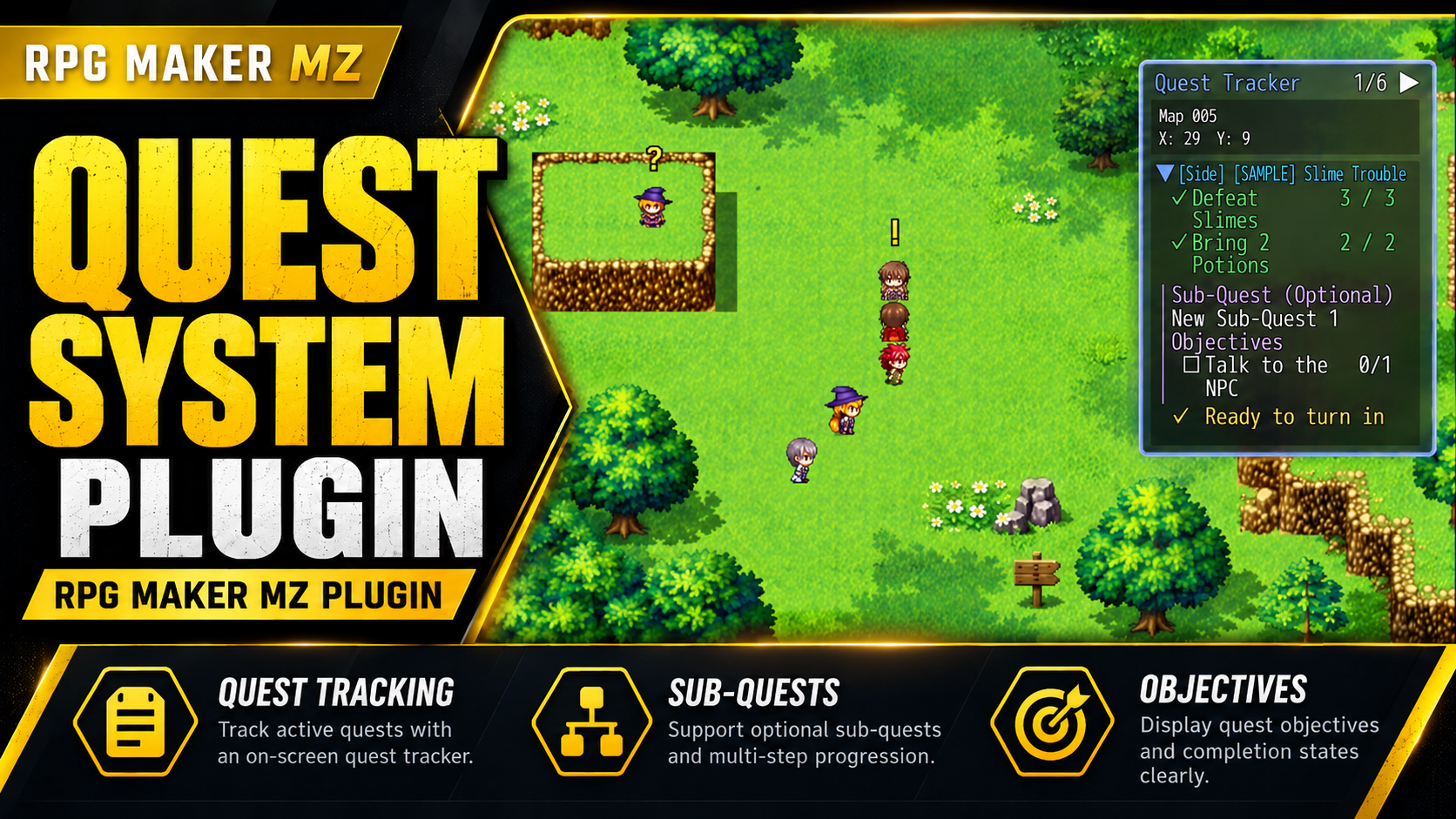 CT Quest System v1.0.21 RPG Maker MZ plugin update featuring a critical Erase Event crash fix and NPC quest marker stability improvements by Cynthia Tools.