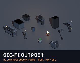 Sci-Fi Outpost – 30 Low-Poly Colony Props (GLB/FBX/OBJ) cover