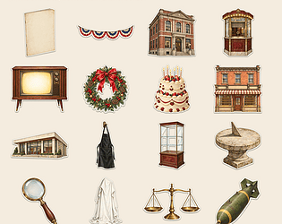 RowsteadTools published Classic Town and Home - 37 PNG Stickers - itch.io