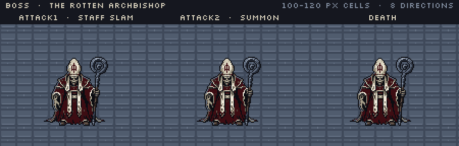 Fixed Asset Count Icon Rotten Cathedral: 32x32 + 16x16 top-down dark fantasy pixel art pack ...