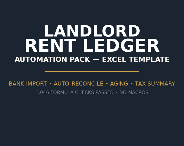 Landlord Rent Ledger — Automation Pack (Excel Template) by BrightGrid Press