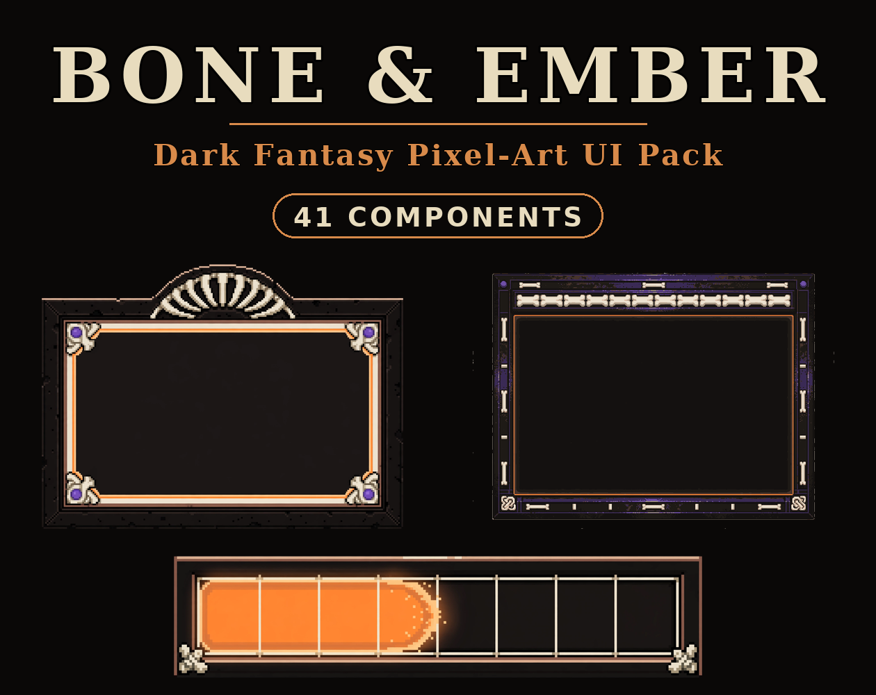 Generic Ui Component Graphics BONE & EMBER — Dark Fantasy Pixel-Art UI Pack Vol. 1 by CcElvis