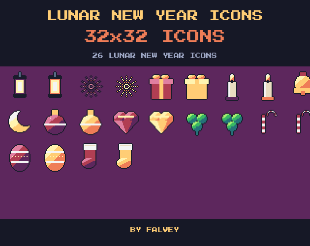Firework Name Frame Lunar New Year Icons: 26 32x32 Pixel Lunar New Year Icons by falvey