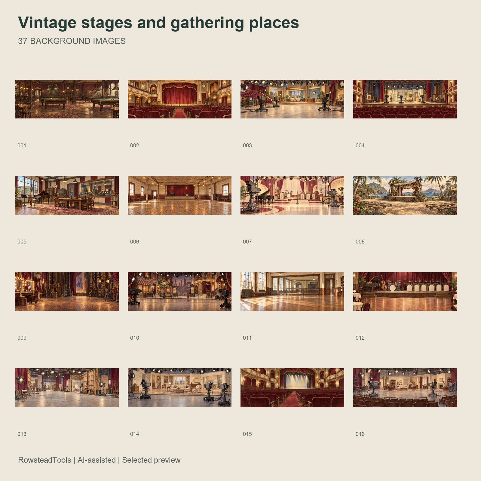 Vintage stages and gathering places | 37 Digital Background ...