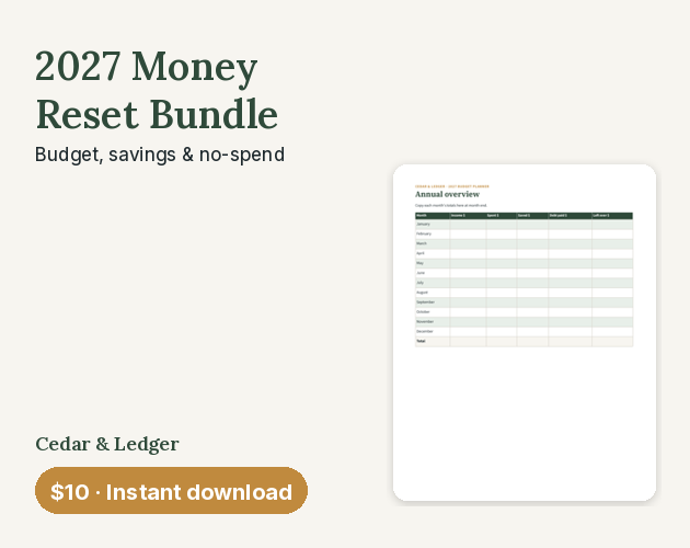 Cedar Color Samples 2027 Money Reset Bundle: Budget Planner, Savings & No-Spend Challenge ...