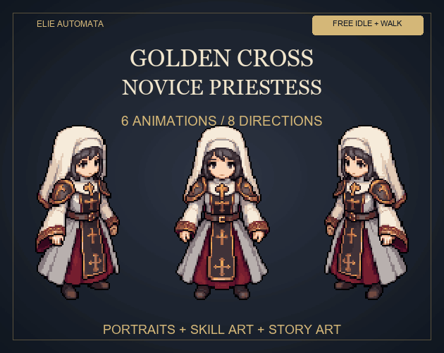 [FREE Sample] Golden Cross Novice Priestess — Animated Character ...