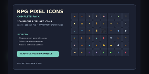 Role Play Icon Transparent RPG Pixel Icons β Complete Pack by Quixal
