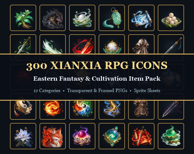 300 Xianxia & Eastern Fantasy RPG Icons (Cultivation / Wuxia Asset Pack ...