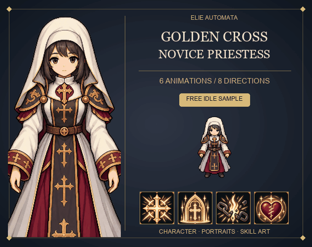 [FREE Sample] Golden Cross Novice Priestess — Animated Character ...