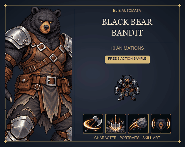 [FREE Sample] Black Bear Bandit Chief — Animated Character + Story Art ...