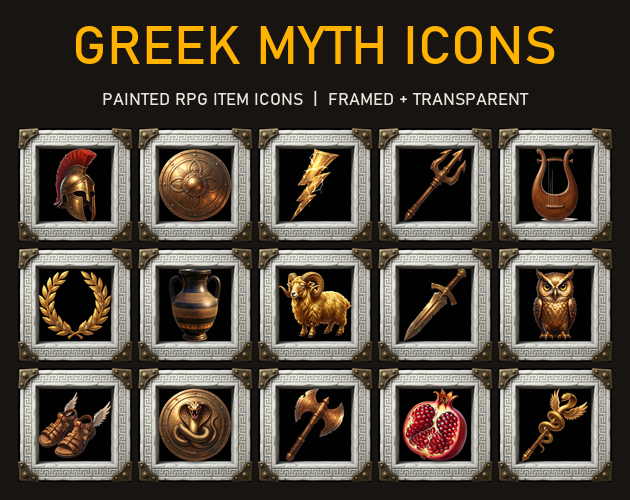 Greek Myth Icons: 48 Painted RPG Item Icons by berserkerbones
