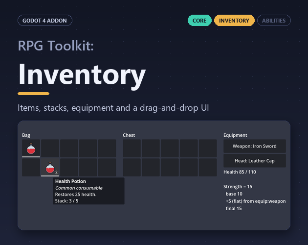 RPG Toolkit: Inventory (Godot 4 inventory, equipment and drag-and-drop ...
