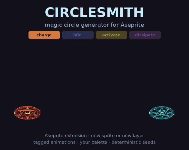 Seamless Runes Circlesmith for Aseprite: Magic Circle Generator Extension by Mira Forge