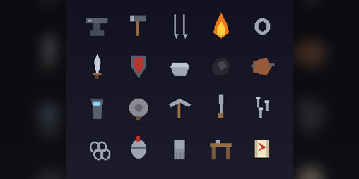 Role Play Icon Transparent Blacksmith & Crafting Icons Pack β 20 Pixel Art Forge Icons for RPG UI ...