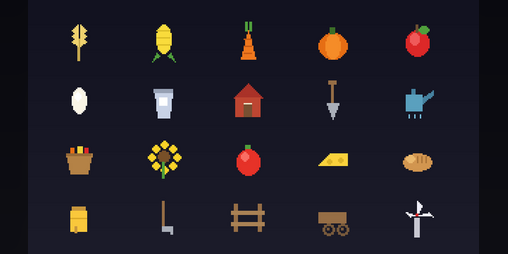 Pixel Farming Game Farm & Harvest Icons Pack — Cozy Pixel Art Farm Icons for RPG Games by ...