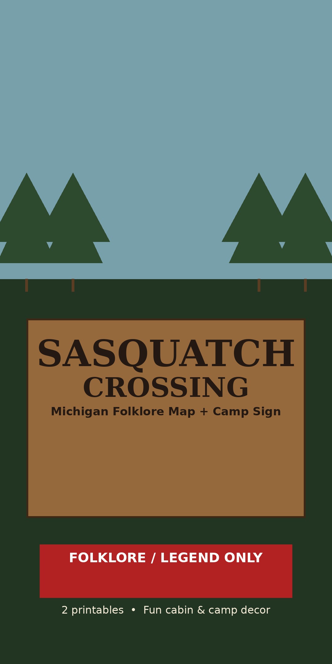 Colorada Fire Maps Michigan Sasquatch Folklore Map + Sasquatch Crossing Sign — Printable ...