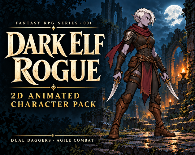 [Free] Dark Elf Rogue | Fantasy RPG 001 | 2D Animated Character Pack by ...