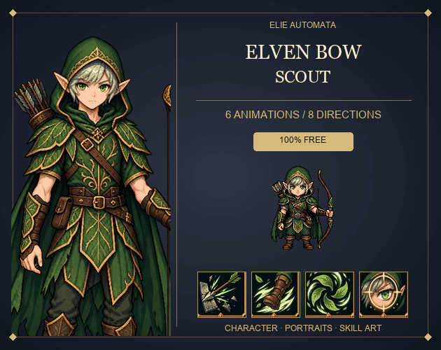 [100% FREE] Elven Bow Scout — Animated Character + Story Art by elie ...