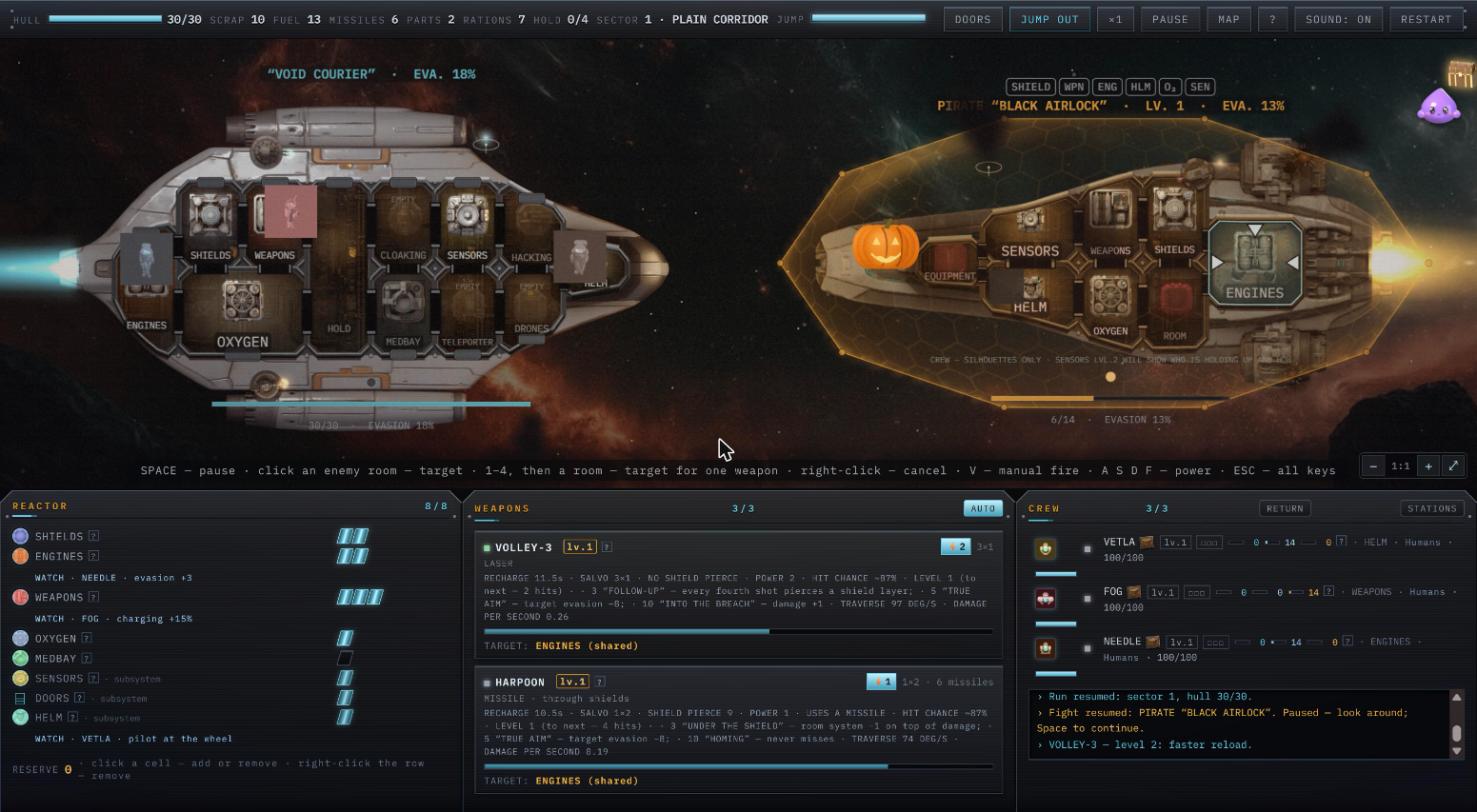 Ship Hull Scanning Void Courier devlog: redrawing a real-time ship battle so it reads at a ...