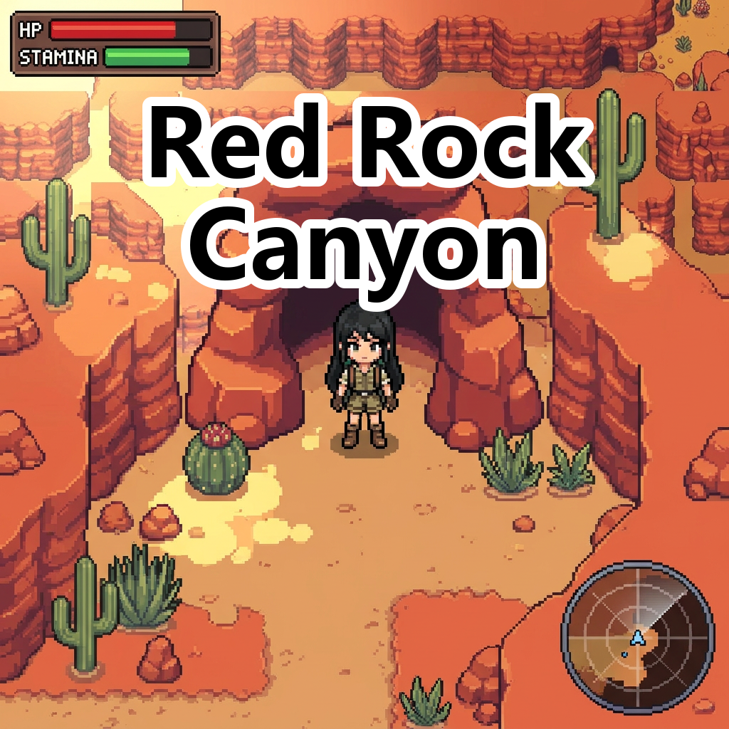 Red Rope Bridges Red Rock Canyon Top‑Down Pixel Art Tileset by Cute SCKR