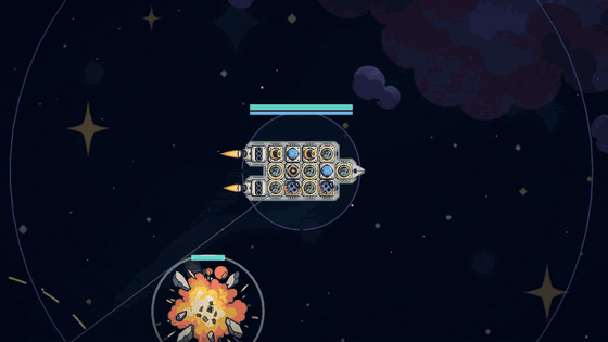 A fight in orbit, beams and drones firing