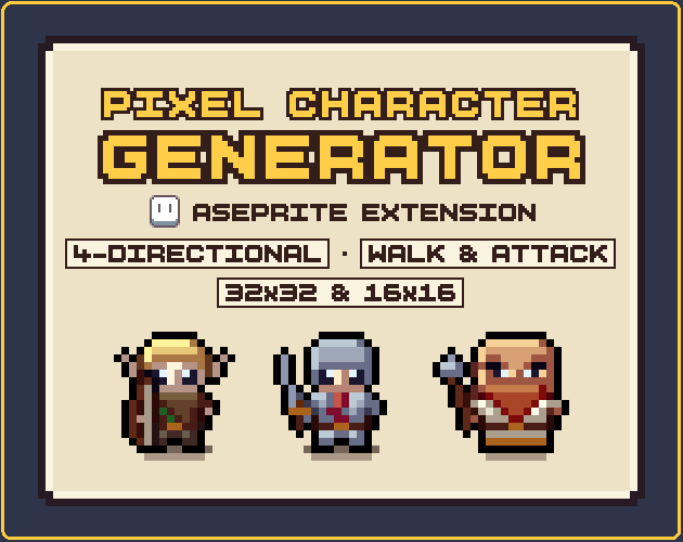 Pixel Character Generator for Aseprite by Antahonist