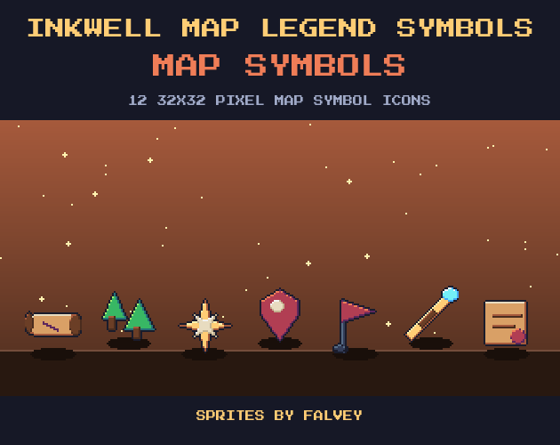 Legend Transparent Background Inkwell Map Legend Symbols: 12 32x32 Pixel Map Symbol Icons by falvey