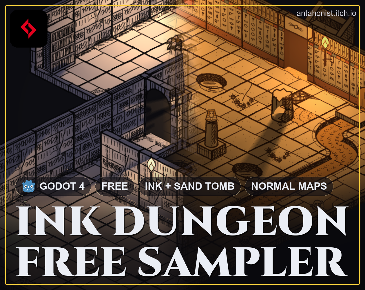 FREE Ink Dungeon Sampler - Godot Iso Tiles by Antahonist