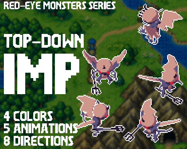 Red-Eye Monsters: Imp - 8-Direction Animated Pixel Sprite by hsmtug