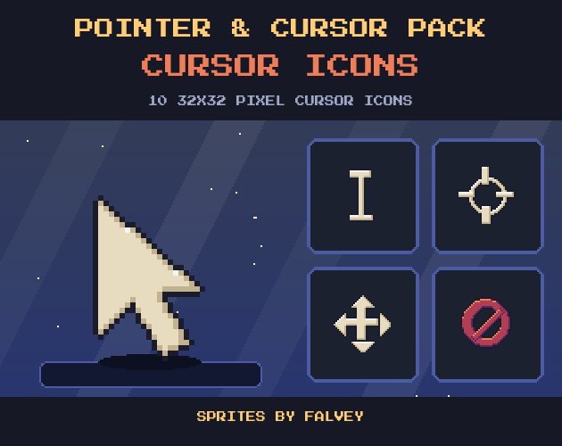 Pointer Iconn Pointer & Cursor Pack: 10 32x32 Pixel Cursor Icons by falvey