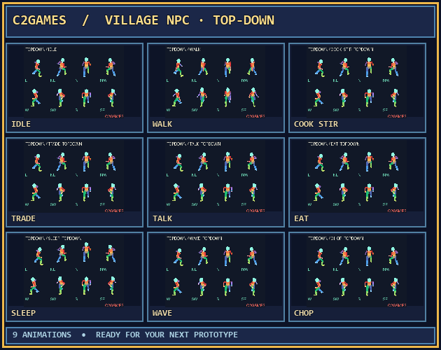 Campfire Transparency C2Games — Village NPC Daily Life Pixel Art Animations (Top-Down) by c2games