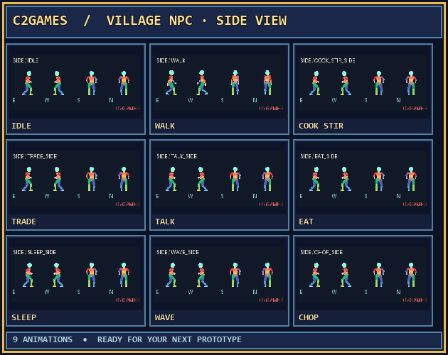 Campfire Transparency C2Games — Village NPC Daily Life Pixel Art Animations (Side View) by ...