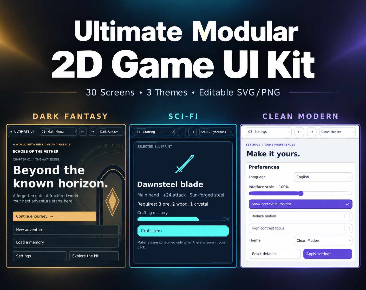 Ultimate Modular 2D Game UI Kit by AbedMasood
